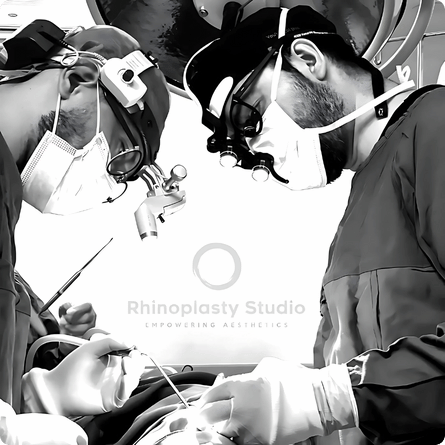 Dr. Rodrigo Mata Andrade durante una rinoplastia en quirófano